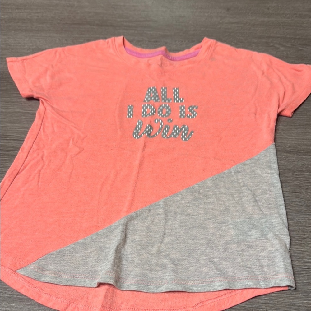 Athletic Works Pink and Gray Short Sleeve Tee Asymmetrical Design